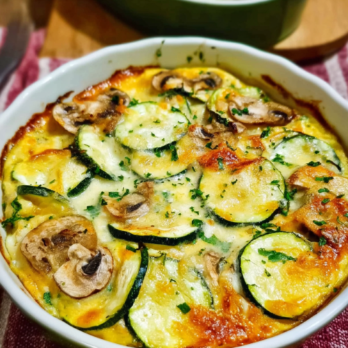 Herzhafter Zucchini Pilz Auflauf