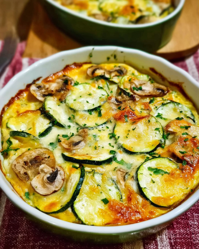 Herzhafter Zucchini Pilz Auflauf