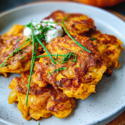 Knusprige Kürbispuffer ganz