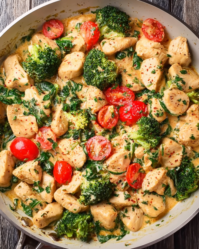 Knoblauchhähnchen mit Gemüse