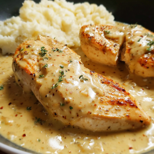 Zarte Hühnerbrust in Senfsauce