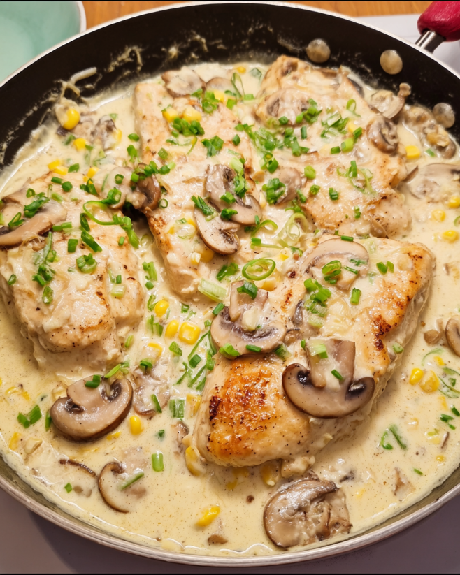 Cremiges Hähnchen mit Mais