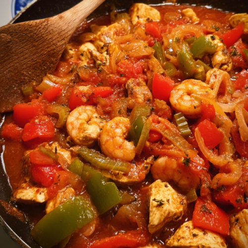 Würziges Creole-Hähnchen mit Garnelen