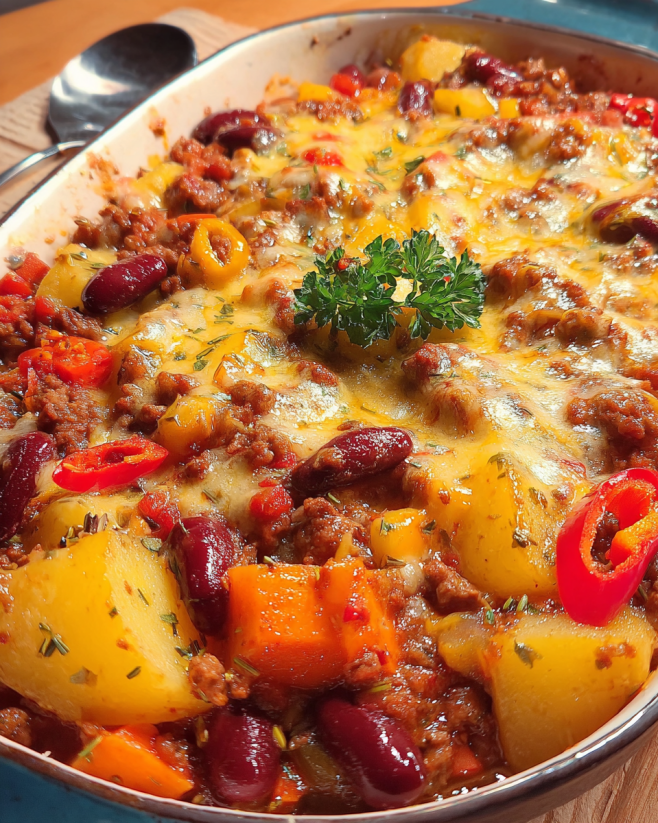 Würziger Chili Kartoffel Auflauf