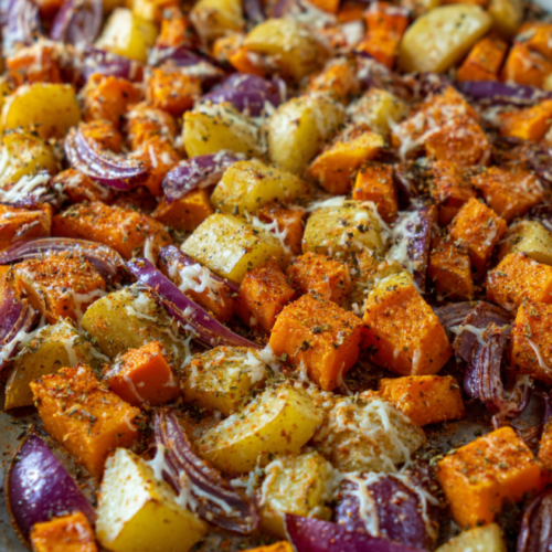 Herbstliches Blechgemüse mit Kürbis