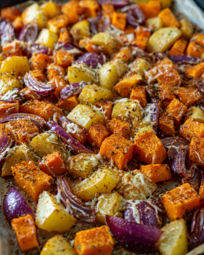 Herbstliches Blechgemüse mit Kürbis