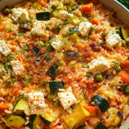 Ofenreis mit Feta und Gemüse