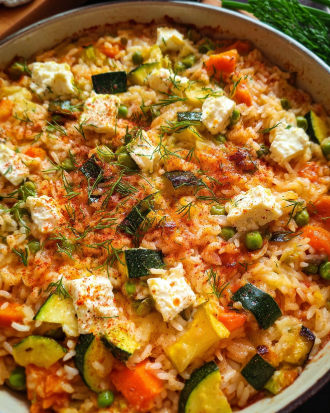 Ofenreis mit Feta und Gemüse