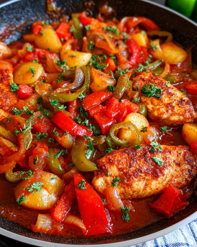 Spanische Hähnchenpfanne mit Paprika