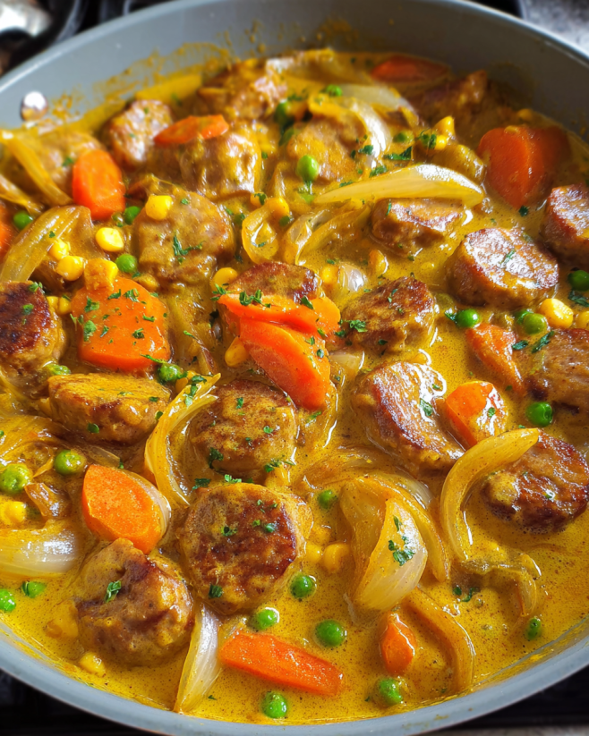 Würzige Curry-Wurstpfanne schnell