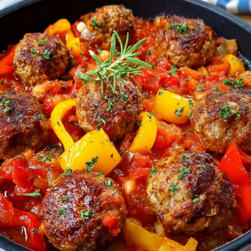 Würzige Hackbällchen-Paprika-Pfanne