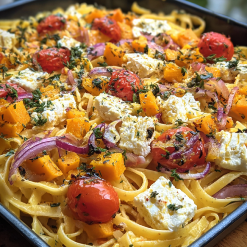 Pasta mit Kürbis und Feta