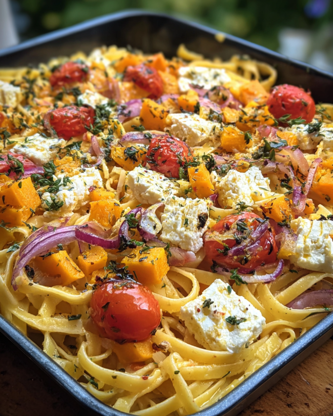 Pasta mit Kürbis und Feta