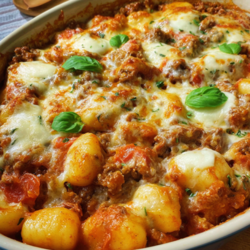 Herzhaft cremiger Gnocchi-Auflauf