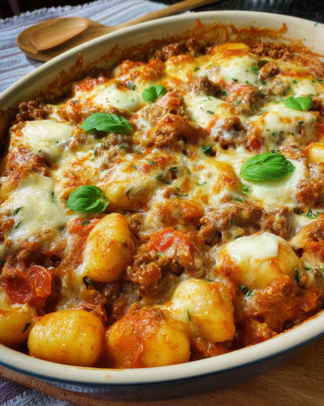 Herzhaft cremiger Gnocchi-Auflauf