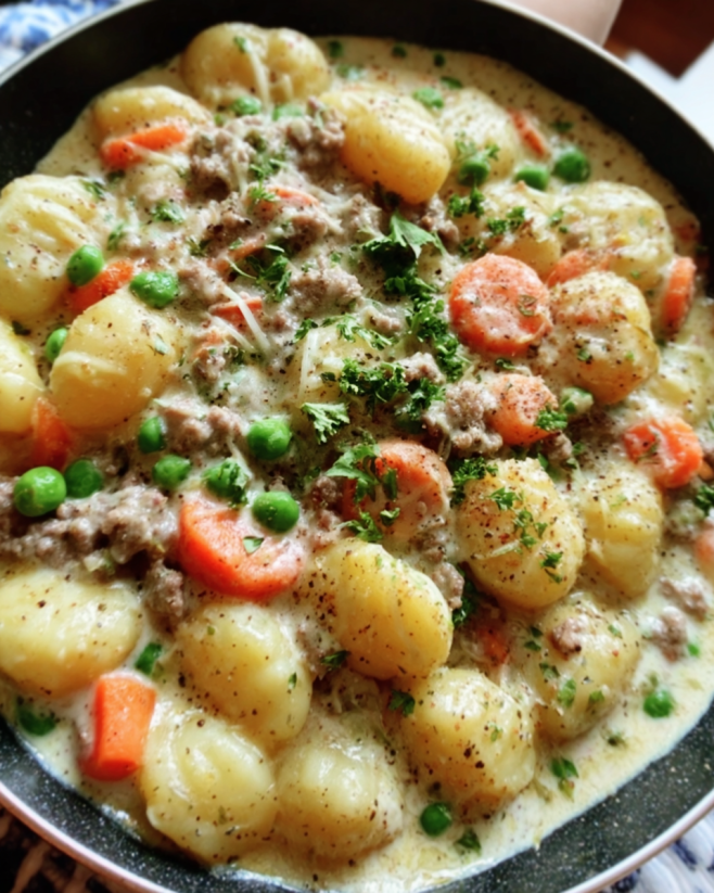 Cremige Gnocchi Hackfleisch Pfanne