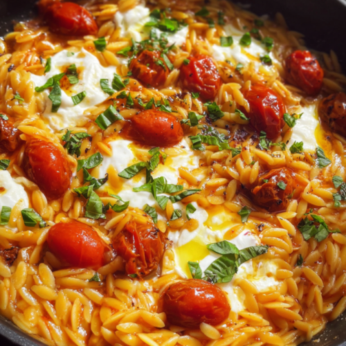Cremiger Orzo mit Tomaten