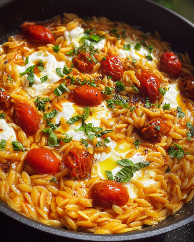 Cremiger Orzo mit Tomaten