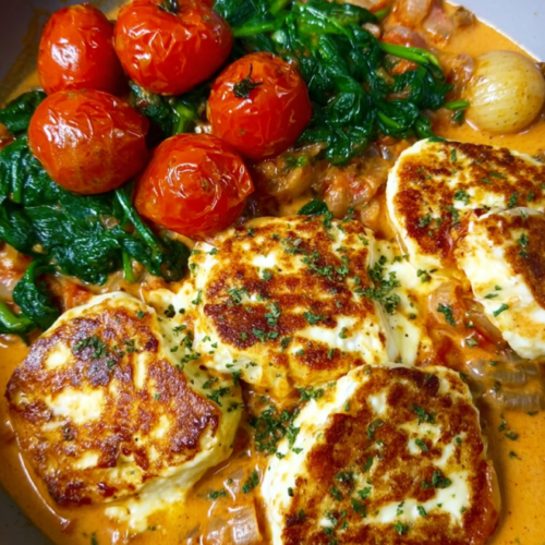 Cremiger Halloumi in Tomatensauce