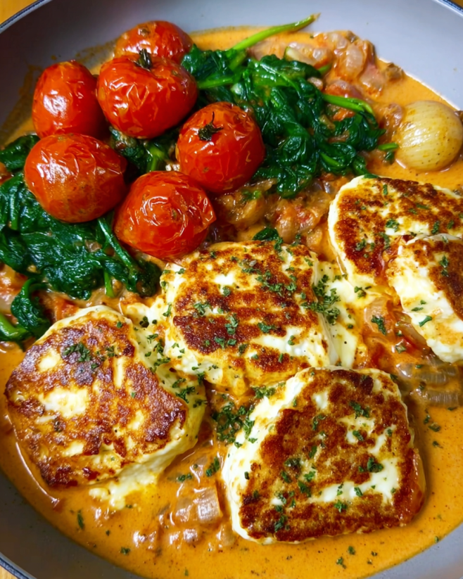 Cremiger Halloumi in Tomatensauce