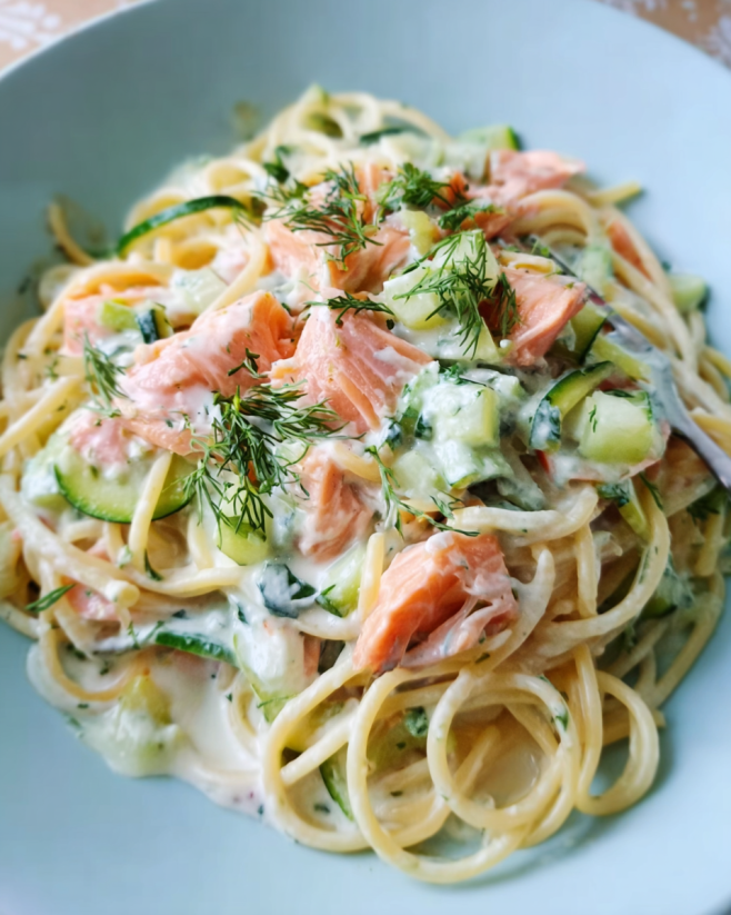 Cremige Spaghetti mit Lachs