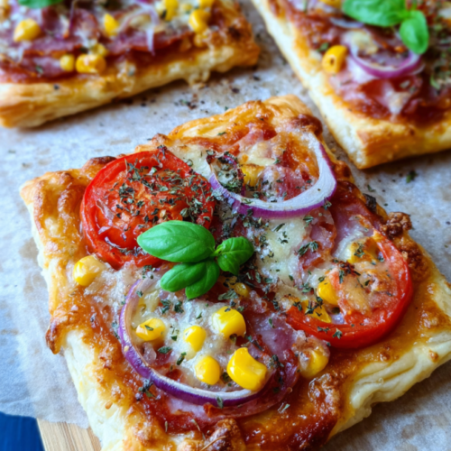Knusprige Blätterteig Mini-Pizza