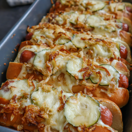 Überbackener Hot Dog Auflauf