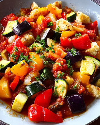 Buntes Ratatouille mit Kräuterbrot