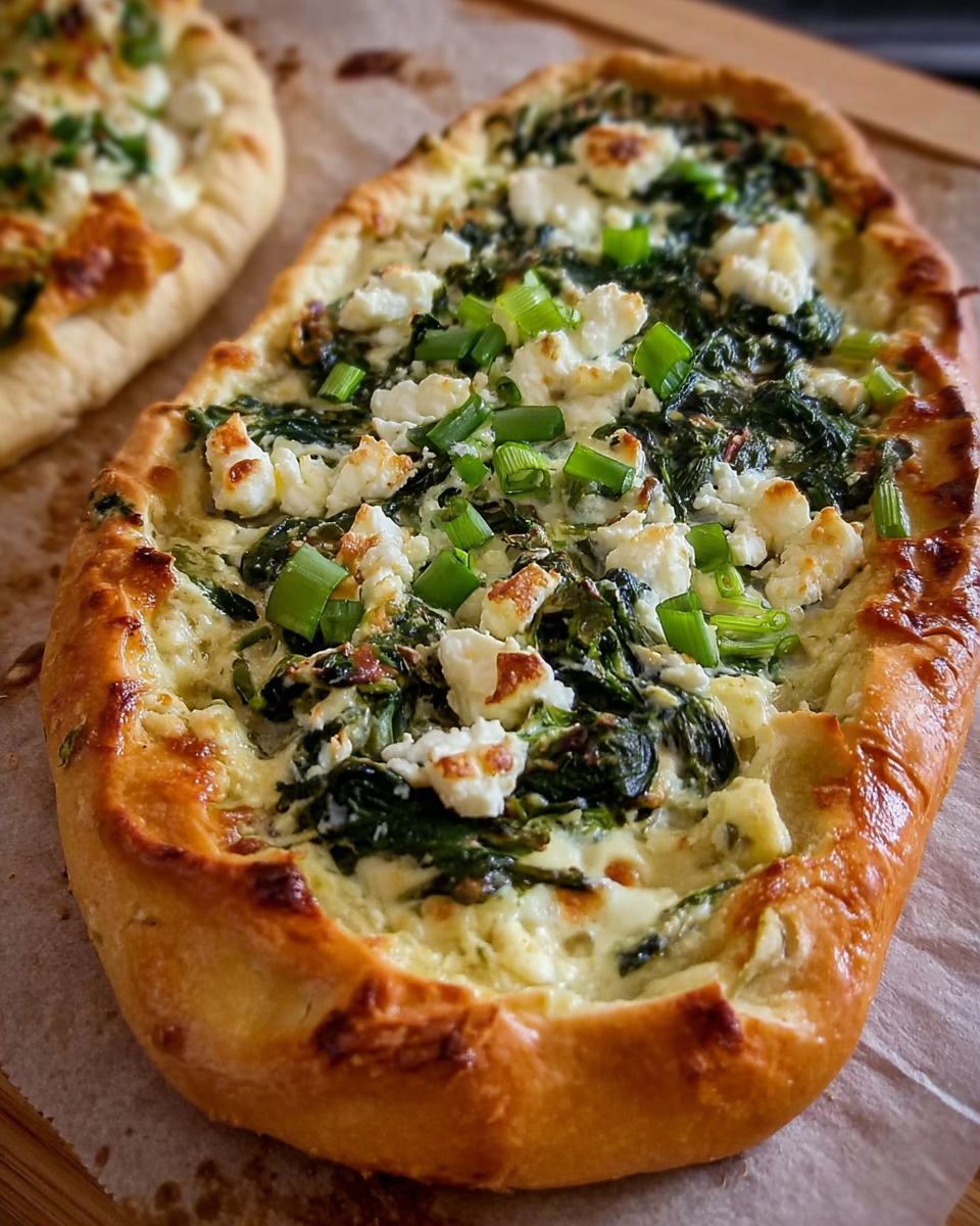 Proteinreiches Pide mit Spinat und Feta