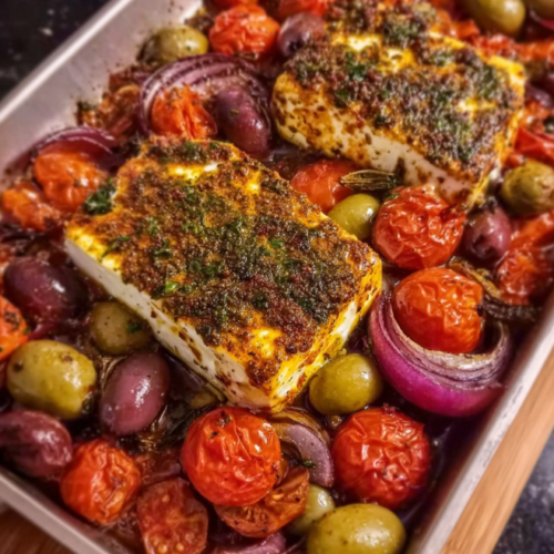 Mediterraner Ofen-Feta mit Gemüse