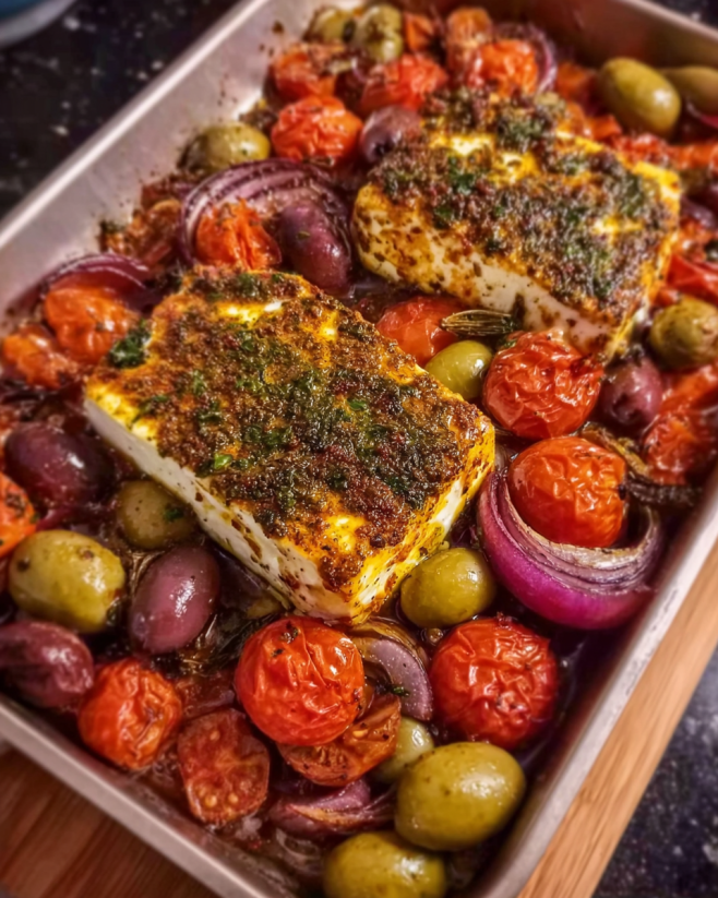 Mediterraner Ofen-Feta mit Gemüse