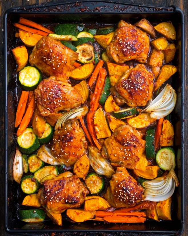 Ofengericht mit Hähnchen und Gochujang