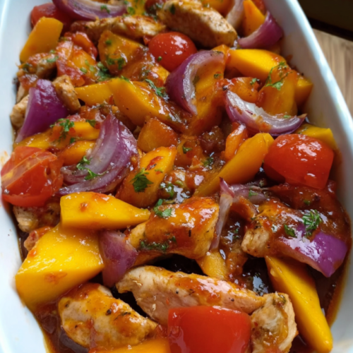 Fruchtiges Mango-Tomaten-Hähnchen