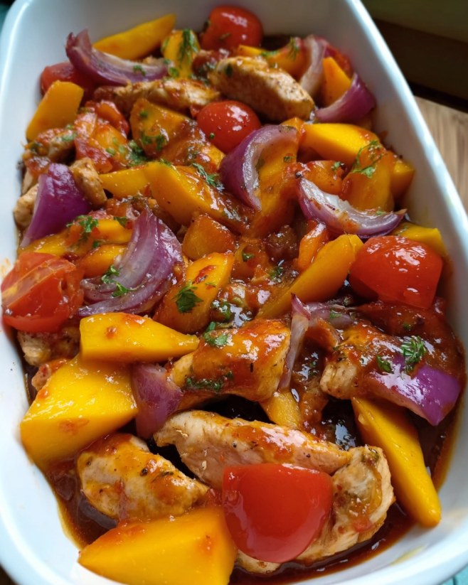 Fruchtiges Mango-Tomaten-Hähnchen