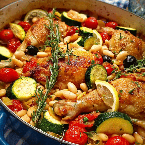 Aromatisches Ofenhähnchen mit Bohnen
