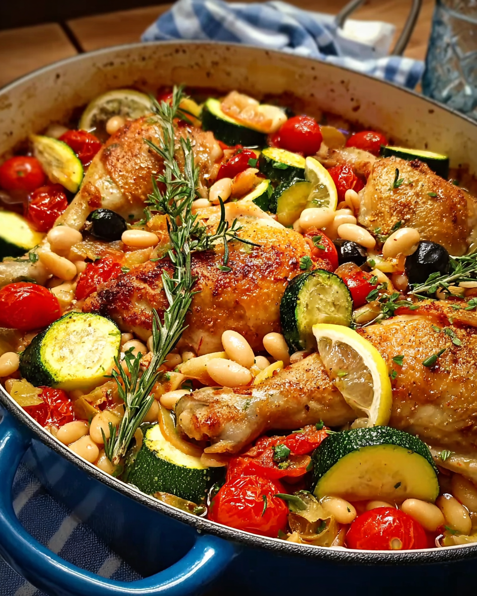 Aromatisches Ofenhähnchen mit Bohnen