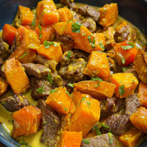 Cremiges Kürbis-Curry-Geschnetzeltes