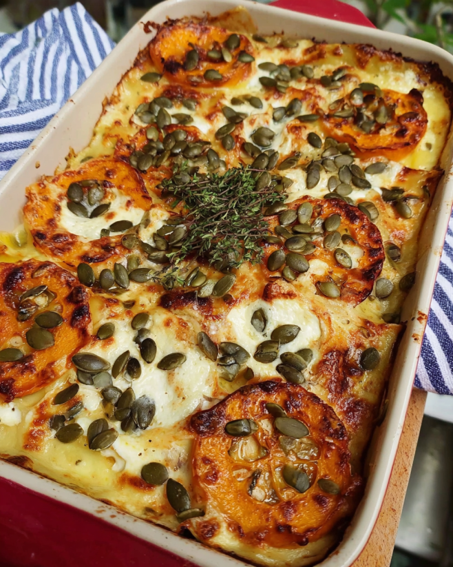 Kürbislasagne mit Ziegenkäse