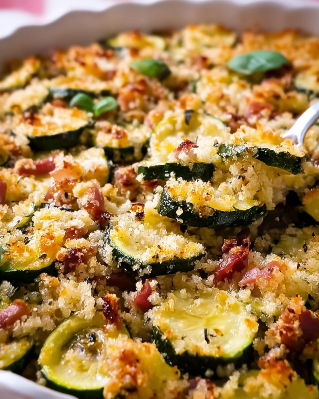 Herzhaftes Zucchini-Crumble vom Blech