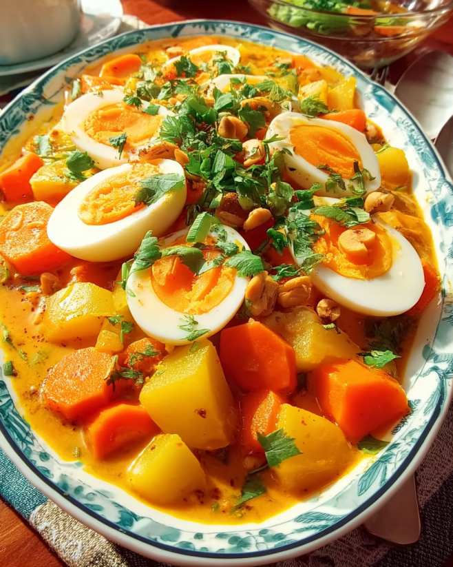 Möhren-Kartoffel-Curry mit Eiern