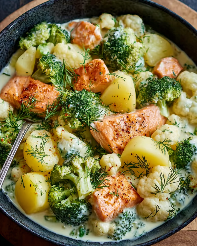 Cremige Kartoffel-Lachs-Pfanne