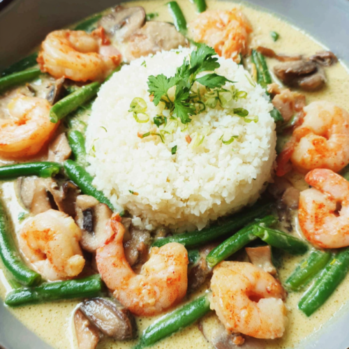 Blumenkohlreis mit Garnelencurry