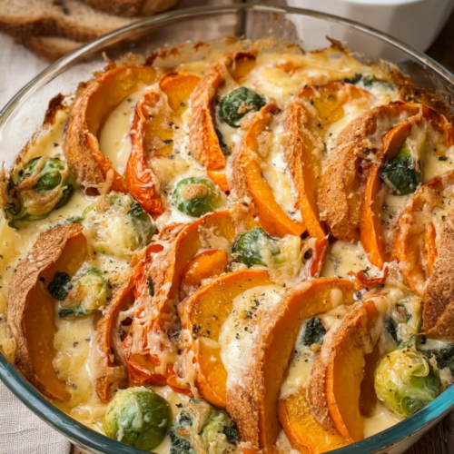 Herbstlicher Süßkartoffelauflauf mit Kürbis