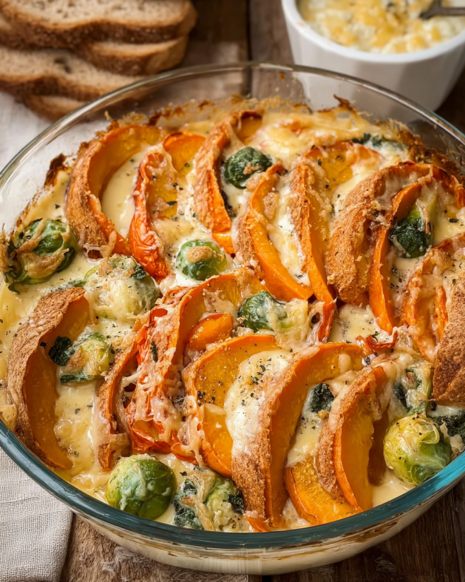 Herbstlicher Süßkartoffelauflauf mit Kürbis
