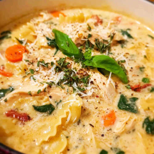 Cremige Hähnchen-Lasagne-Suppe
