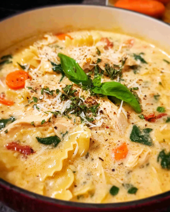 Cremige Hähnchen-Lasagne-Suppe