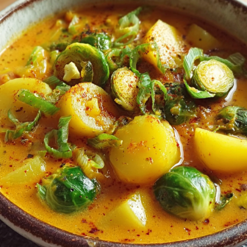 Kartoffel-Curry-Suppe mit Rosenkohl