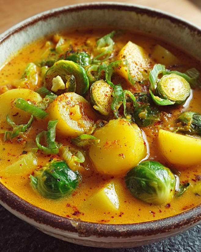 Kartoffel-Curry-Suppe mit Rosenkohl