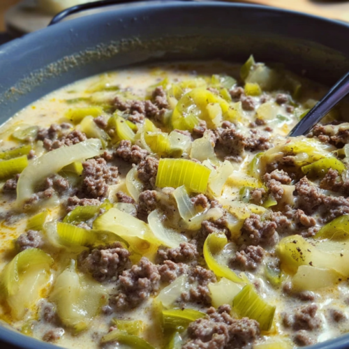 Cremige Käse-Lauch-Hackfleisch Suppe