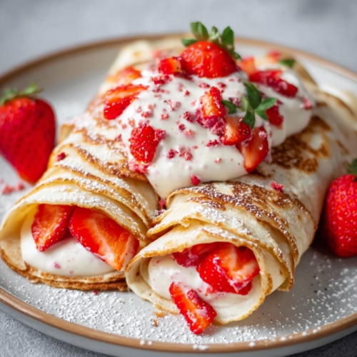 Proteinreiche Pfannkuchen mit Erdbeerquark